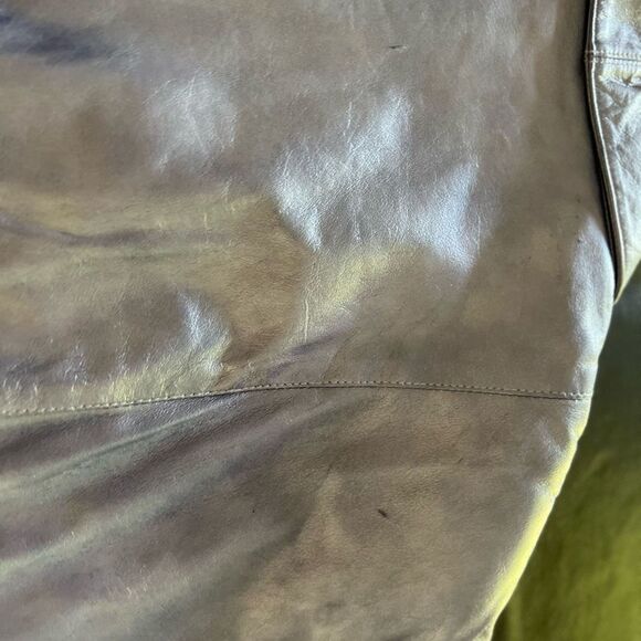 Vintage 80s Nora Ritti Oversized Blue Leather Jacket Belted Cropped Moto Style M - Picture 10 of 16